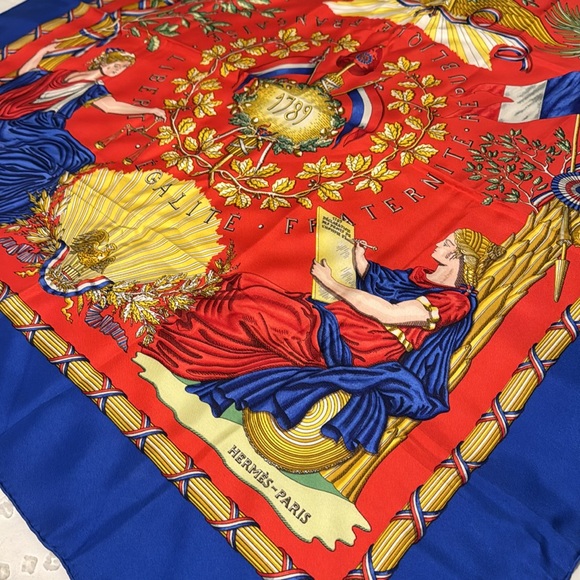 HERMÈS PARIS 1980s 'Hermés’ French Revolution commemorative silk scarf France - Picture 7 of 13